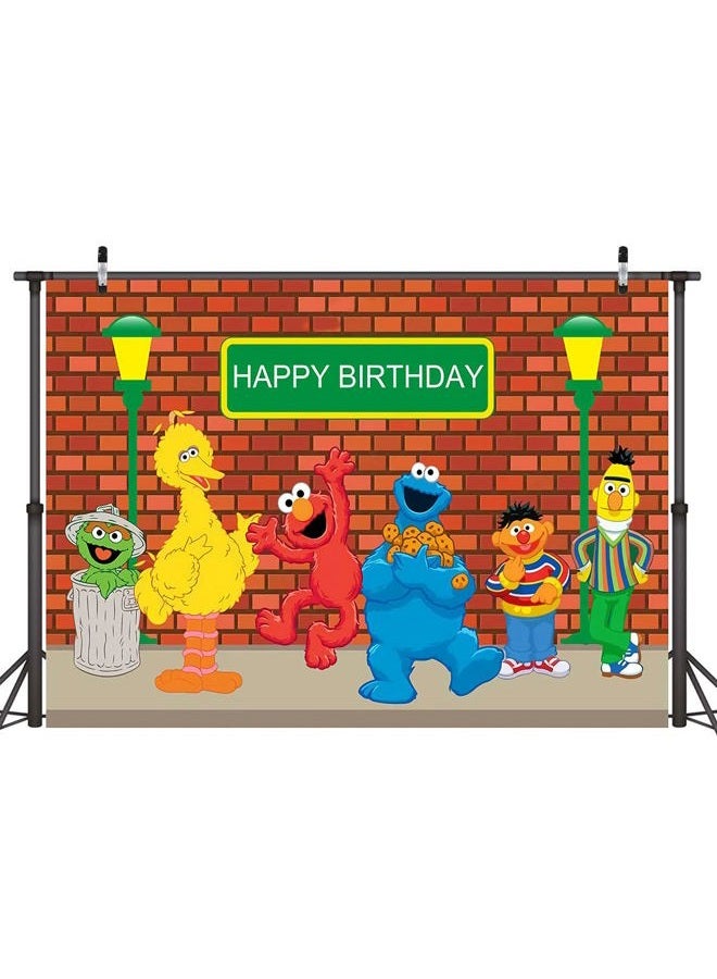 BewFar 7X5FT Sesame Street Photography Backdrop Brick Wall Background for Child Kid Portrait Boy Girl Birthday Baby Shower Supplies Photo Booth Prop - Image 3