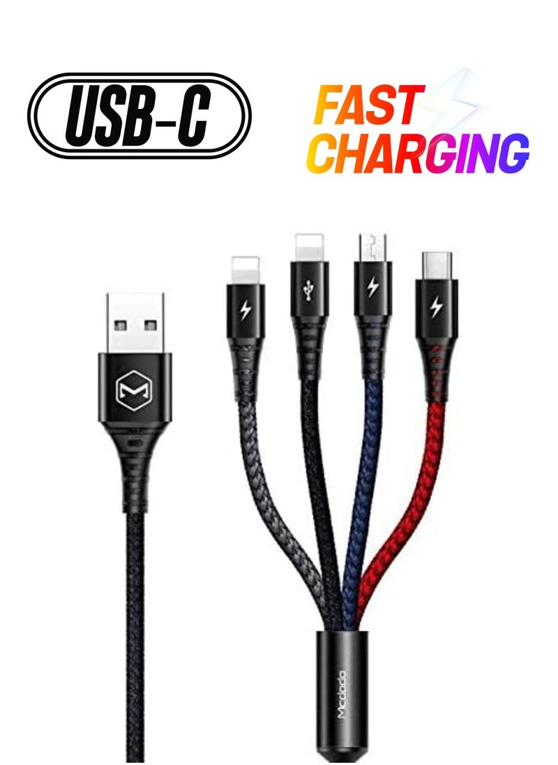 Raxoom 4-in-1 Nylon Braided Rechargeable USB Cable â€“ Universal Charging Cable for Phones and Tablets - Image 1