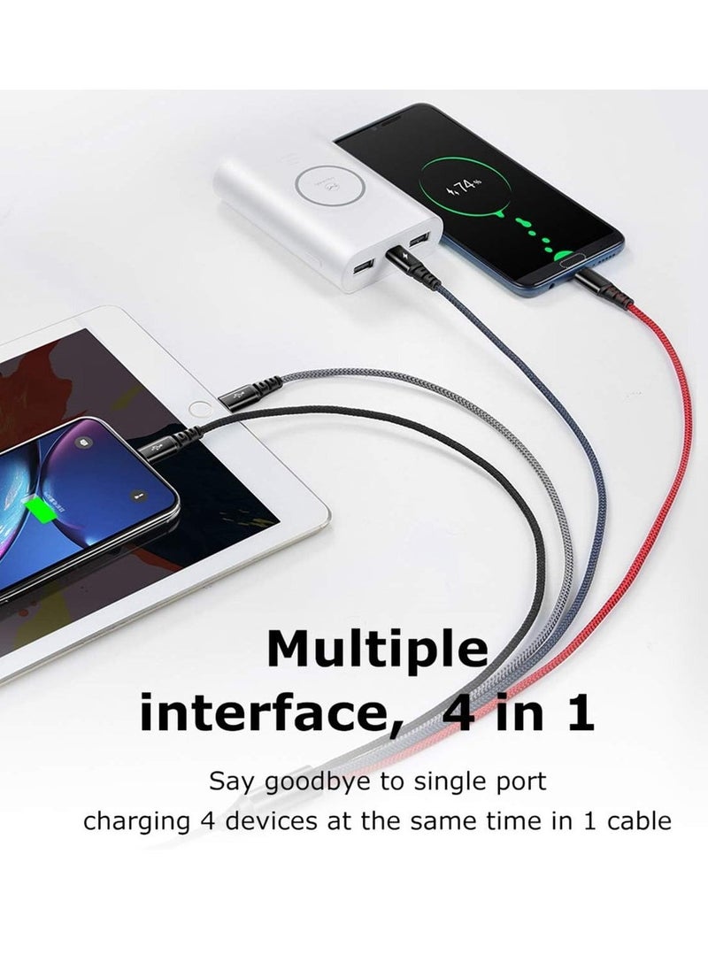 Raxoom 4-in-1 Nylon Braided Rechargeable USB Cable â€“ Universal Charging Cable for Phones and Tablets - Image 4