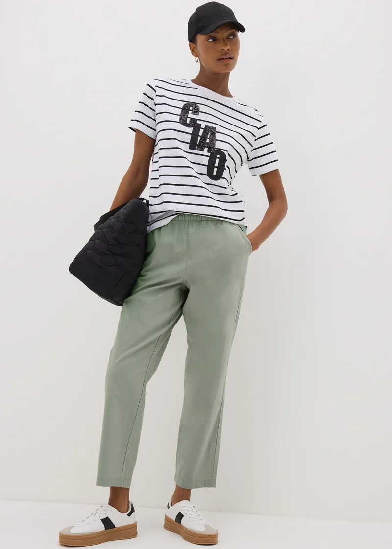 Matalan Sage Green Cotton Tapered Trousers