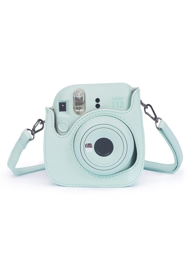 Phetium حافظة كاميرا ميني 12 الفورية الواقية متوافقة مع Instax Mini 12 11، حقيبة جلد PU مع جيب وحزام كتف قابل للتعديل (أخضر نعناعي) - Image 4