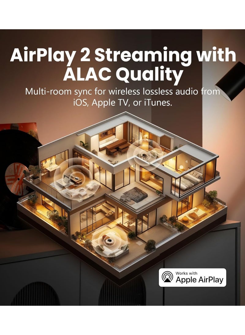 اديفير مكبر صوت مكتبي عالي الدقة Edifier S300، صوت عالي الدقة بتقنية LDAC للاقتران اللاسلكي متعدد الغرف والستيريو، طاقة 80 واط، متوافق مع AirPlay 2 وBluetooth 5.4 ومدخلات USB-C وAUX، تصميم كلاسيكي مع جهاز تحكم عن بعد - أسود - Image 5