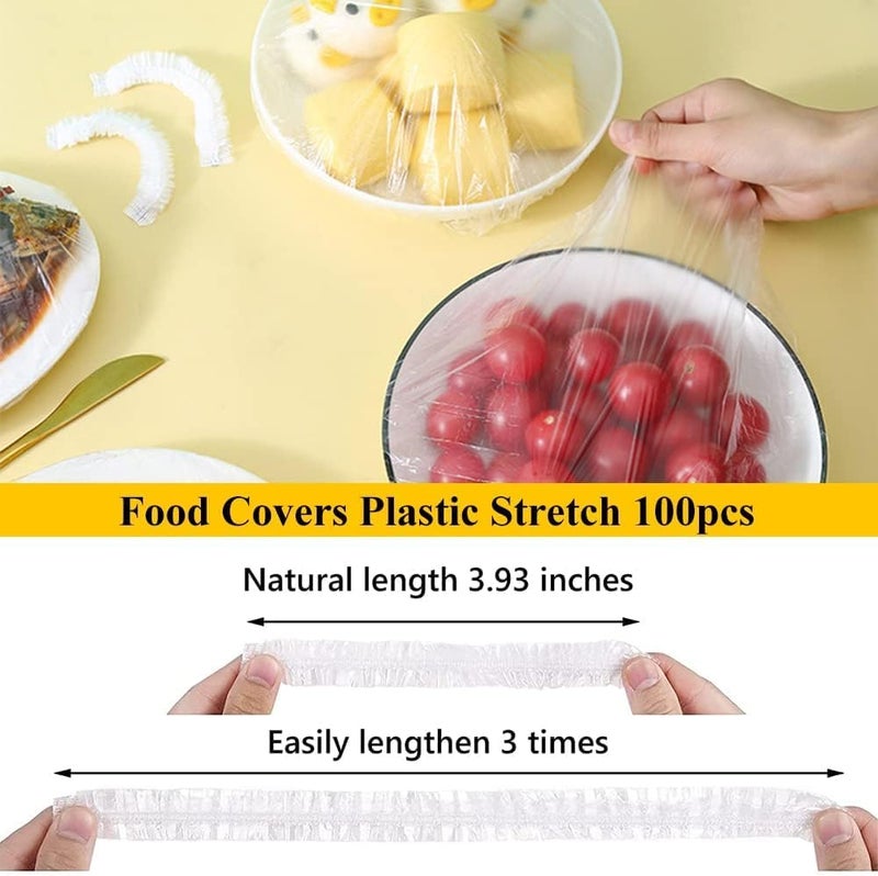 EPURETO EPURETO 100pcs Fresh Keeping Bags Food CoversReusable Elastic Food Storage Covers Plastic Sealing Elastic Stretch Bowl Lids Universal Kitchen Wrap Seal Caps 100pcs  - Image 5