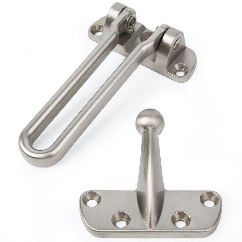 HASWARE Home Security Door Lock Swing Bar,Black Alloy Anti-Theft Door Guard Latch for Front and Inside Door, Safety Childproof Reinforcement Door Stopper (Silver) - Image 4