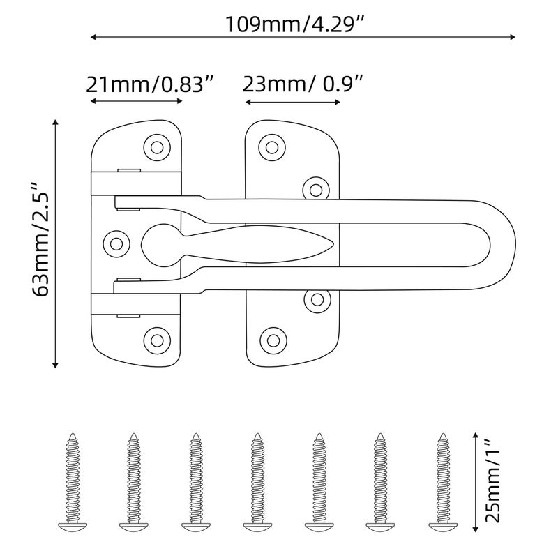 HASWARE Home Security Door Lock Swing Bar,Black Alloy Anti-Theft Door Guard Latch for Front and Inside Door, Safety Childproof Reinforcement Door Stopper (Silver) - Image 5