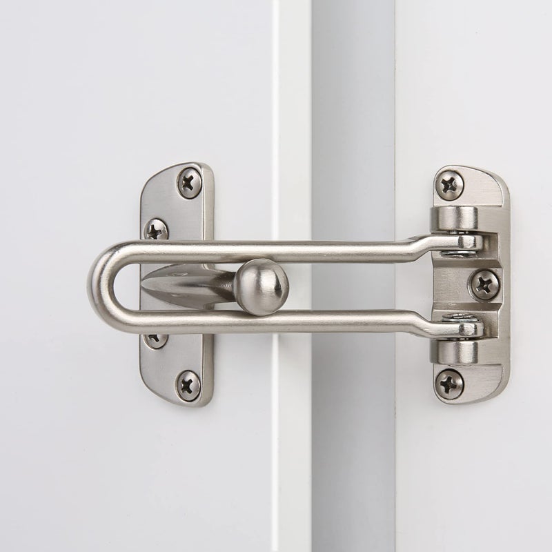HASWARE Home Security Door Lock Swing Bar,Black Alloy Anti-Theft Door Guard Latch for Front and Inside Door, Safety Childproof Reinforcement Door Stopper (Silver) - Image 1