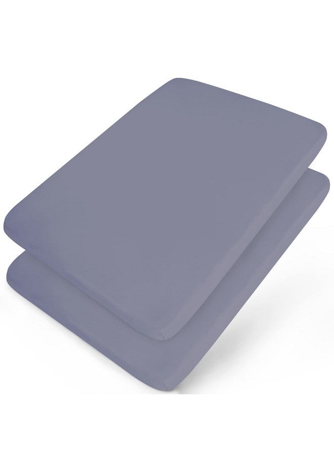 Biloban Mini Crib Sheets 38'' X 24'' 2 Pack Ultra Soft Microfiber Fitted Portable Mini Crib Sheet For Baby Boys And Girl Grey  - Image 1