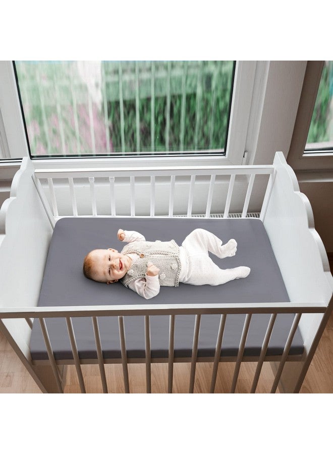 Biloban Mini Crib Sheets 38'' X 24'' 2 Pack Ultra Soft Microfiber Fitted Portable Mini Crib Sheet For Baby Boys And Girl Grey  - Image 2