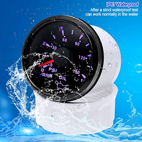 ARTILAURA Oil Pressure Gauge Electric 2-1/16" 52mm 0-150 PSI 0-10Bar Boat Meter 7 Color for AUTO Car Truck Marine (All Black) - Image 5
