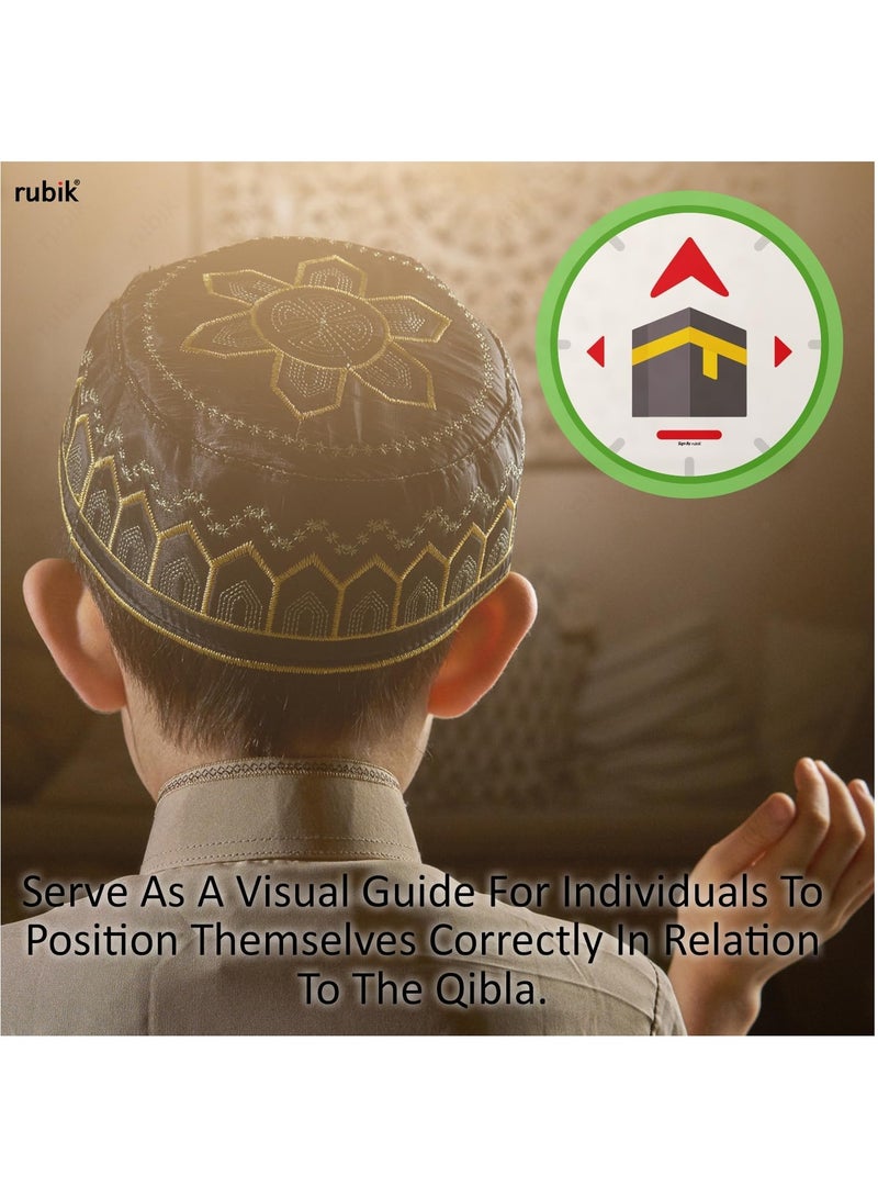 Rubik Qibla Direction Sign for Prayer, 5pcs Round Self Adhesive Vinyl Decal Sticker for Muslim Kaaba (Size, 15x15cm)  - Image 2