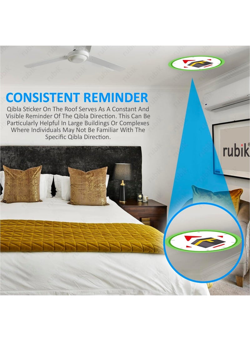 Rubik Qibla Direction Sign for Prayer, 5pcs Round Self Adhesive Vinyl Decal Sticker for Muslim Kaaba (Size, 15x15cm)  - Image 5
