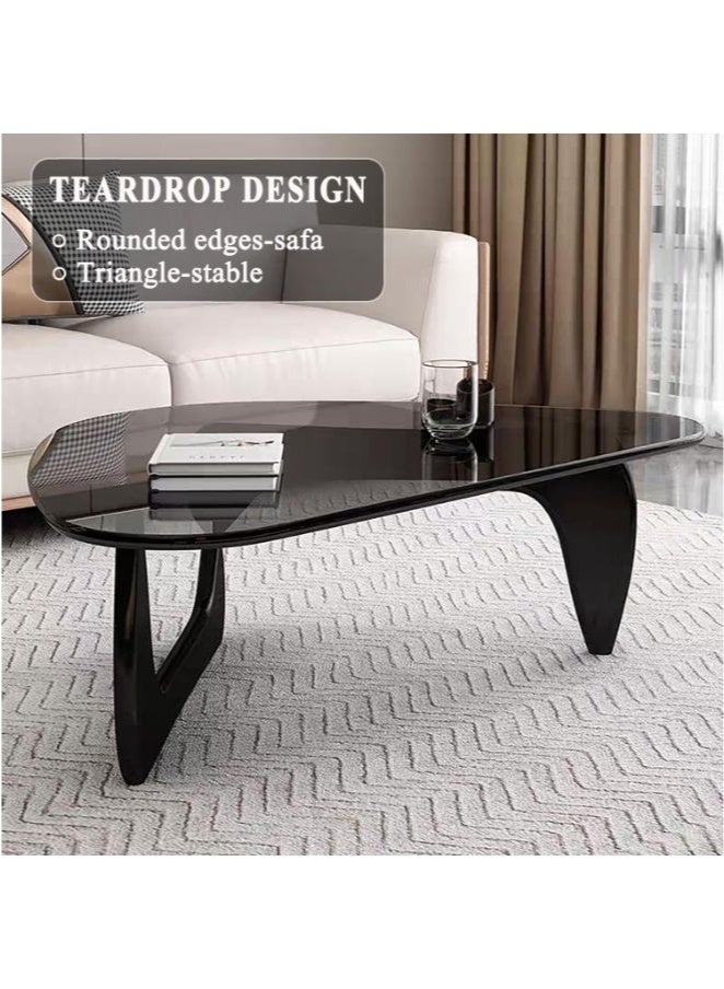 WALALLA Modern Glass Coffee Table for Living Room, Small mid Century Modern Coffee Table, Sleek Coffee Tables, Suitable for Bedroom Living Room Reception Office Tables,Black/Grey 91*65*40cm - Image 5