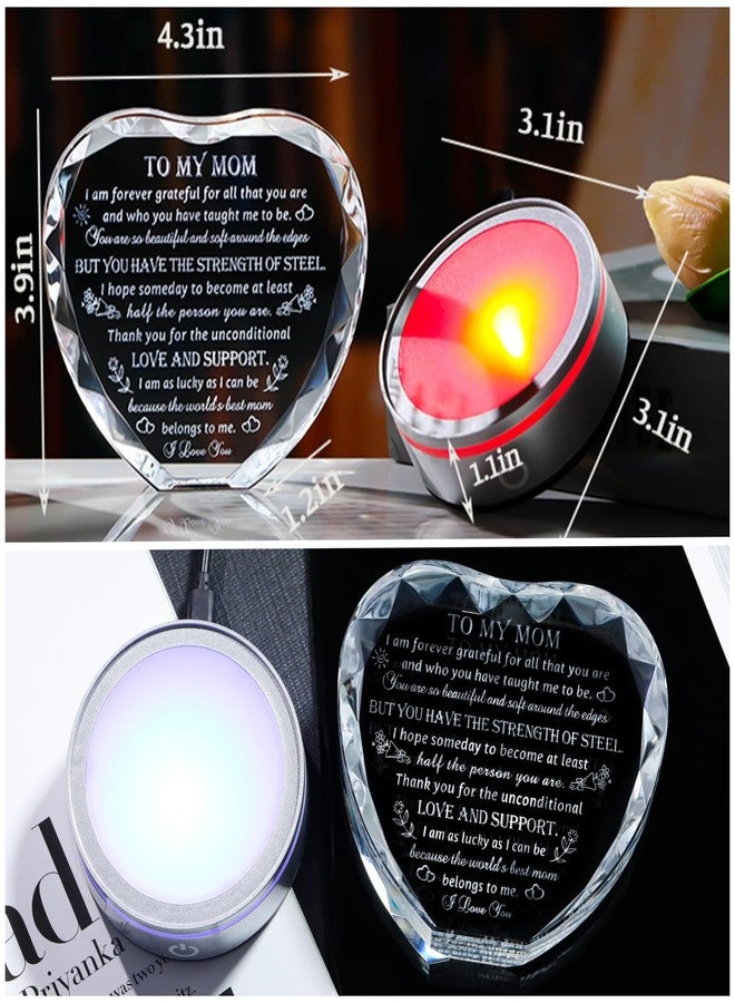 Movdyka Gifts for Mom, Mothers Day Birthday Gifts Crystal Keepsake Mom Gifts from Son Daughter Best Valentines Day Ideas to My Mom Glass Decor Plaque, Clear - Image 4