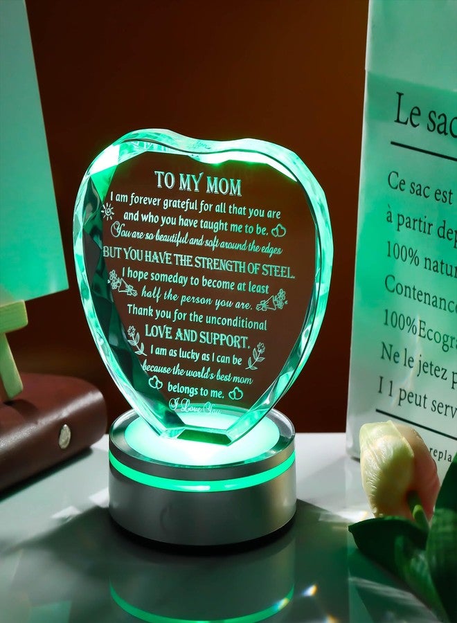 Movdyka Gifts for Mom, Mothers Day Birthday Gifts Crystal Keepsake Mom Gifts from Son Daughter Best Valentines Day Ideas to My Mom Glass Decor Plaque, Clear - Image 3