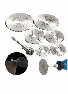Excefore 6Pcs High Speed Steel HSS Saw Disc Wheel Cutting Blades Nitriding Steel Mini Circular Saw Blade Set with 3.175mm 1/8" Extension Rod for Dremel Fordom Drills Rotary Tools  - Image 1