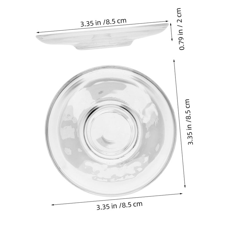 2Pcs Clear Glass Tea Saucers Retro Design Lightweight Round Plates Kitchen Tableware - Image 3