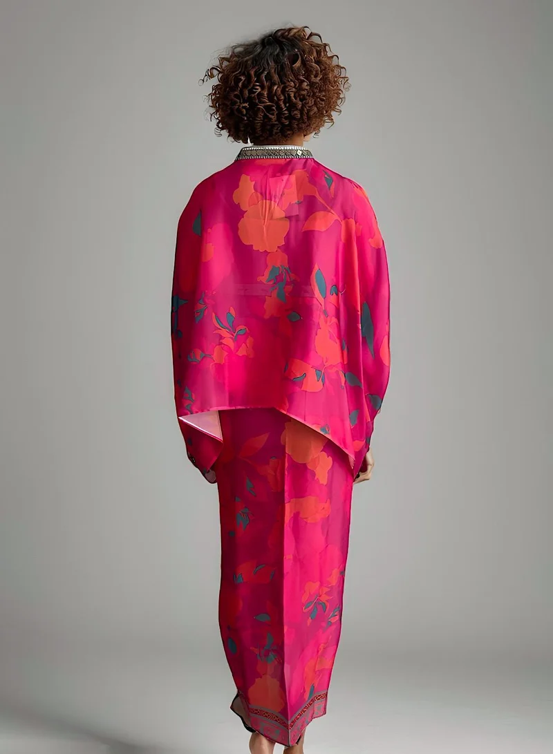 ECSTACY Printed Drape Skirt Set