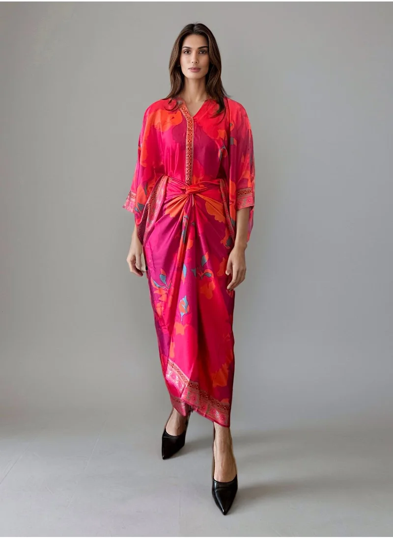 ECSTACY Printed Drape Skirt Set