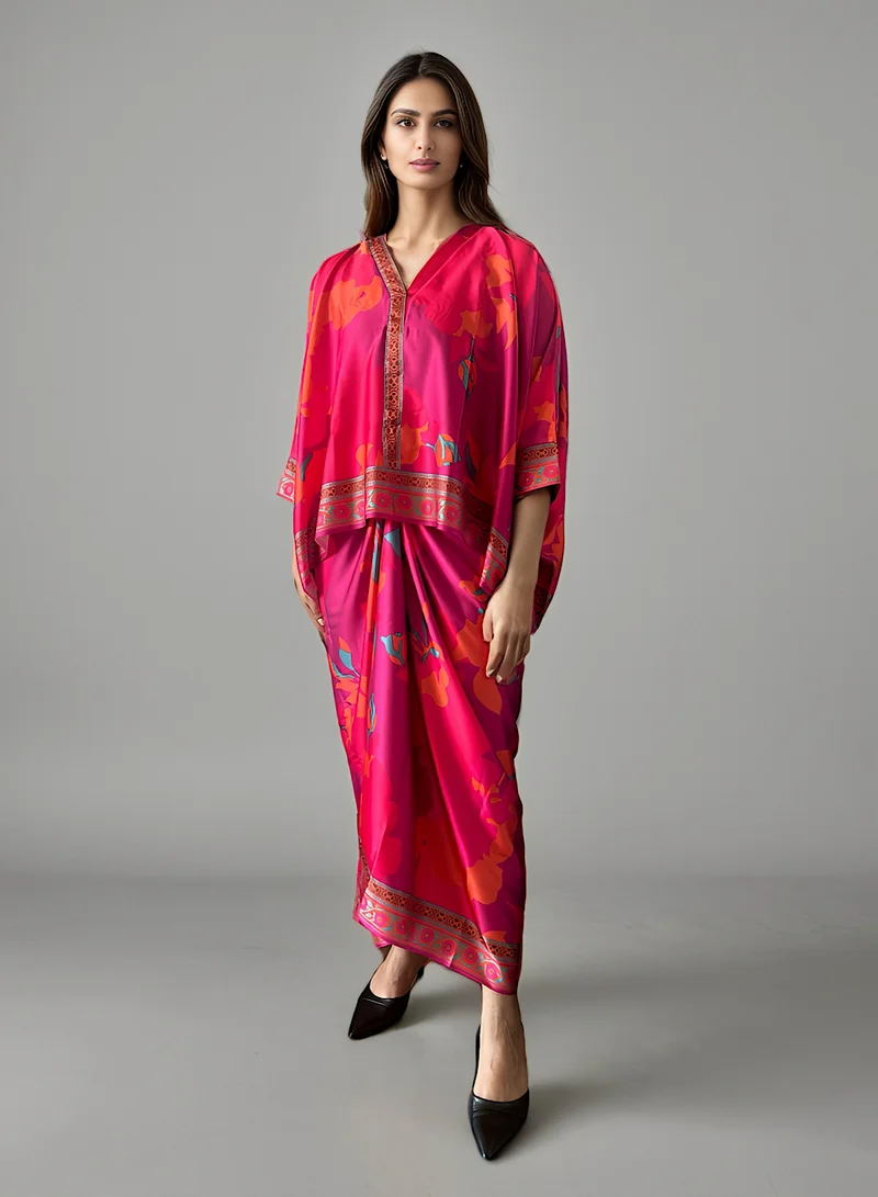 ECSTACY Printed Drape Skirt Set