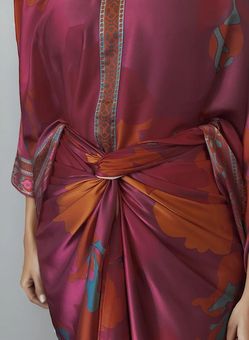 ECSTACY Printed Drape Skirt Set