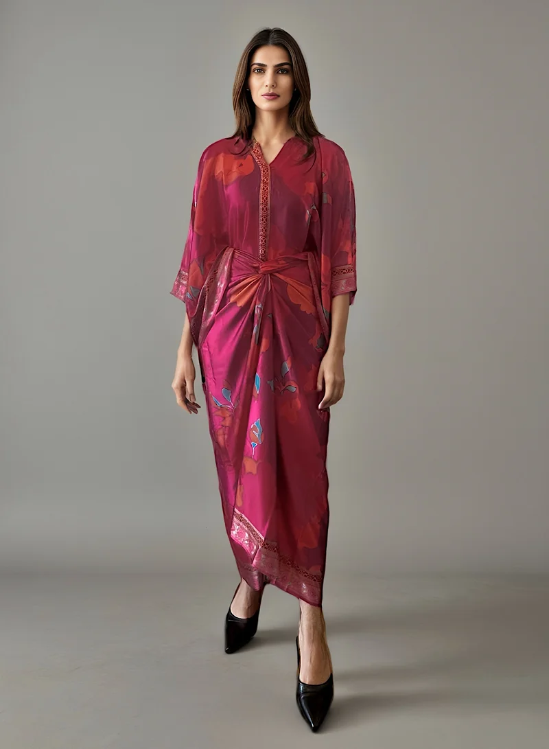 ECSTACY Printed Drape Skirt Set