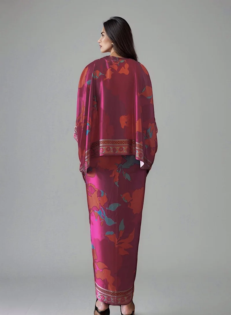 ECSTACY Printed Drape Skirt Set