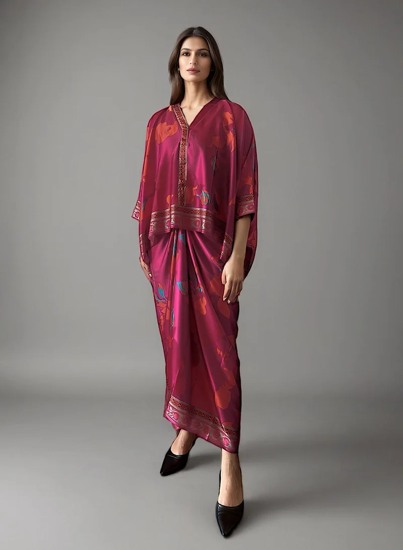 ECSTACY Printed Drape Skirt Set