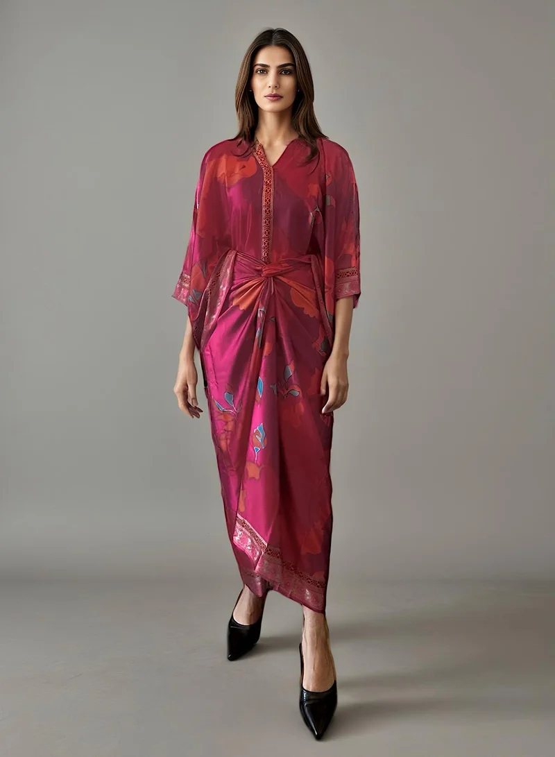 ECSTACY Printed Drape Skirt Set