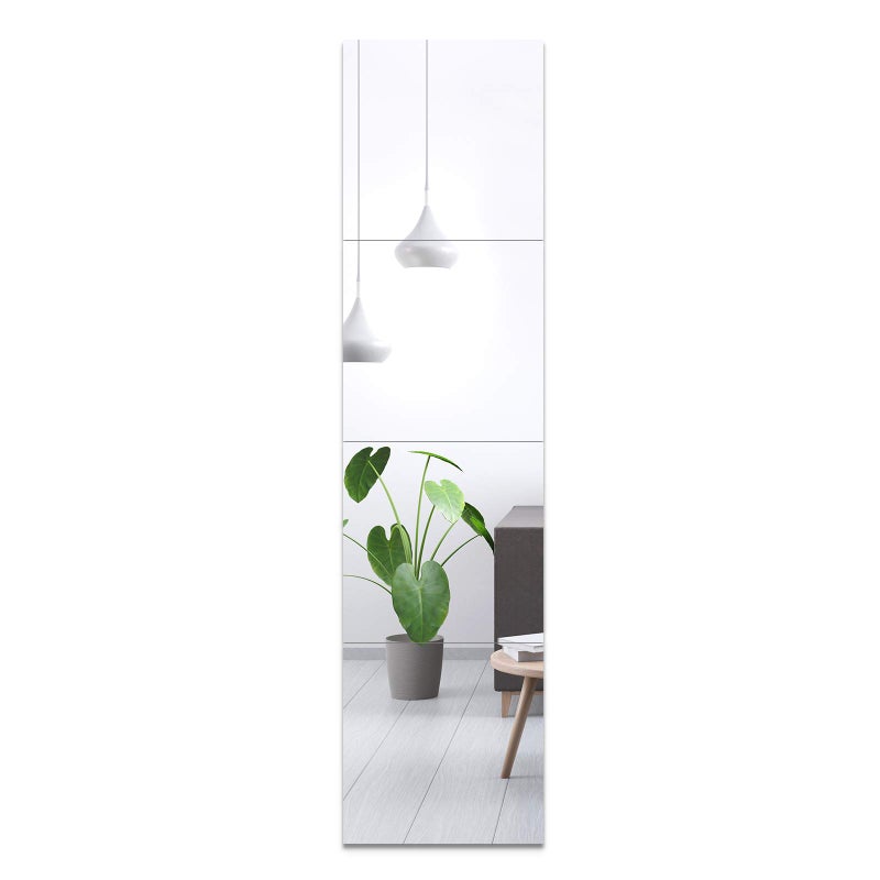EVENLIVE EVENLIVE Full Length Mirror Tiles Frameless Glass Wall Mirror 12 Inch x 4 Pieces Body Mirror Long Mirror Gym Mirrors for Home Gym for Door Closet Room Easy to Install 