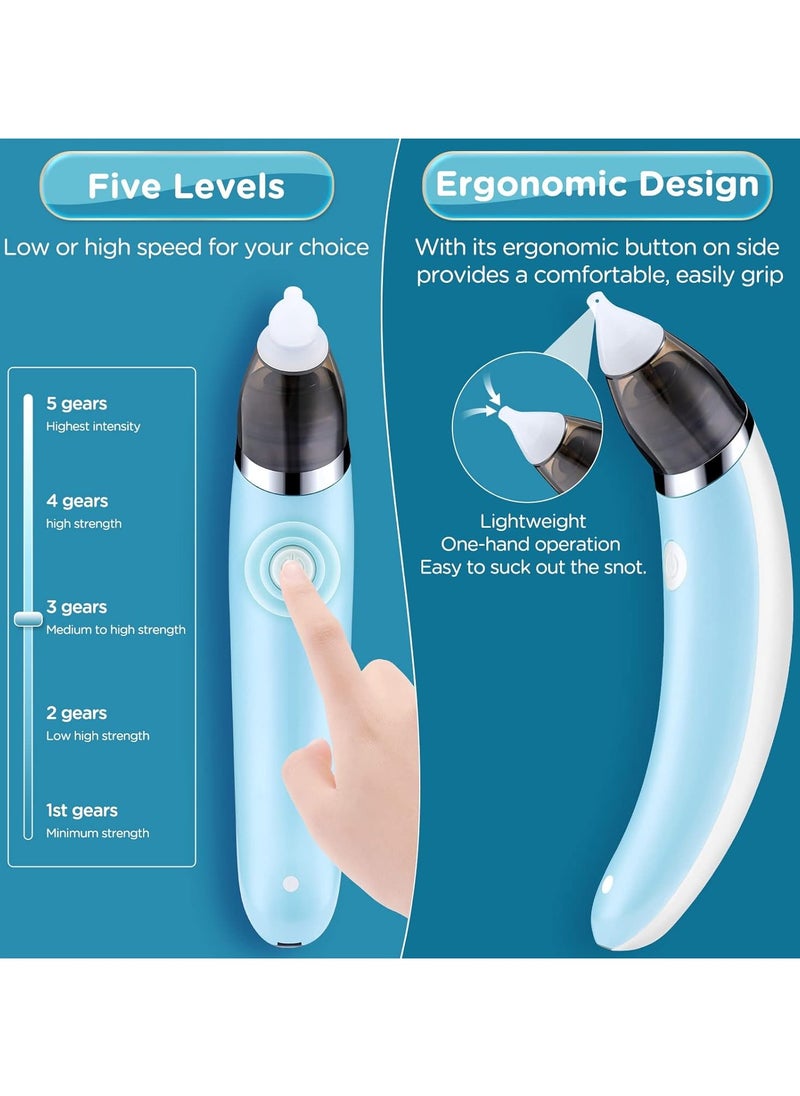 Generic Baby Nasal Aspirator Automatic Nasal Sucker Electric Baby Nose Cleaner Nose Mucus Booger with 5 Levels of Suction Rechargeable Portable Mucus Remover for Newborn Infant Toddler (Green)  - Image 5