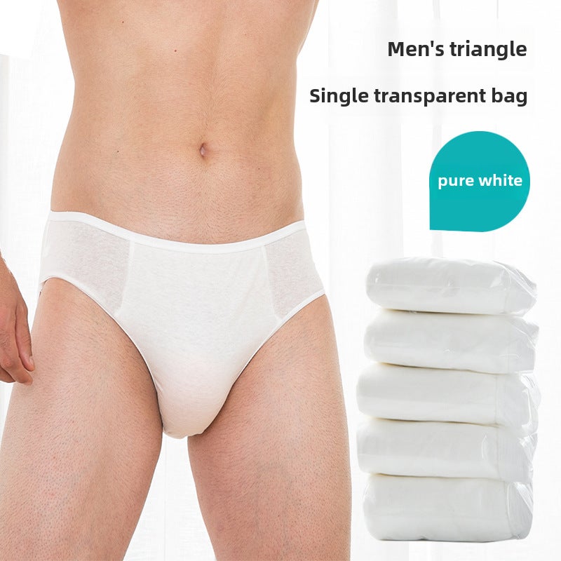 Generic Disposable Pure Cotton Underwear for Travel Polyester cotton men's triangle (transparent bag) 