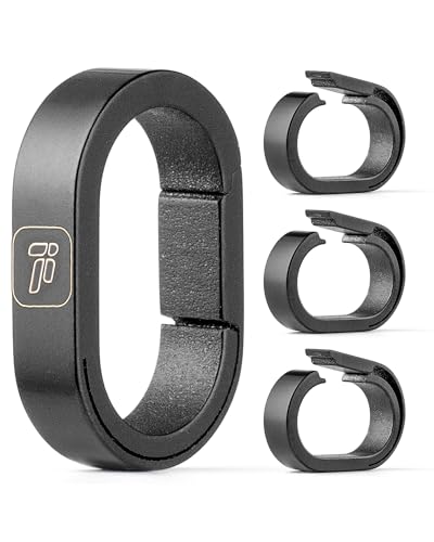 FEGVE Titanium Mini Key Chain Rings with 2 Stainless Steel Spilt Rings for Home Keys Bag Pendant (4, Black) - Image 1