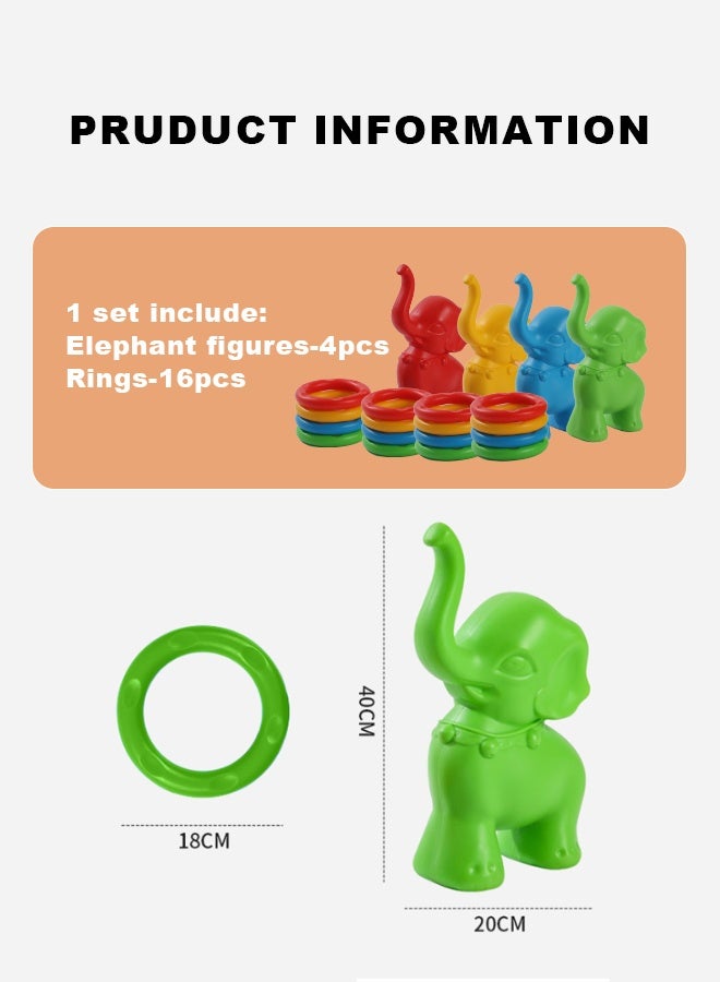 JSAITOYS Cartoon Elephant Ring Toss Game for Interactive Throwing Ring Game Fun Activity for Parties and Backyard - Image 2