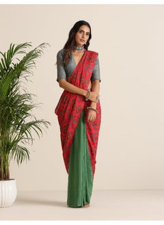 trueBrowns trueBrowns Red Muslin Ikat Saree  - Image 2