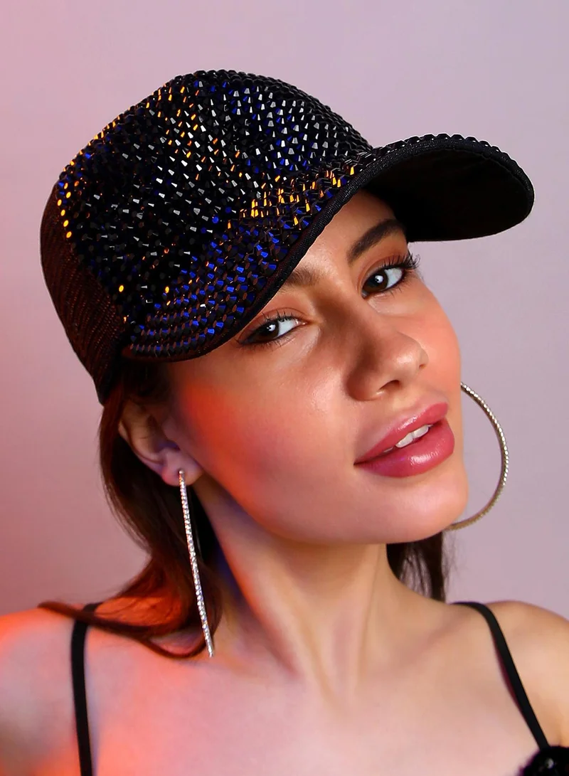 صوص هاوت كاب بيسبول نسائي ماكسي مرصع - أسود أونيكس