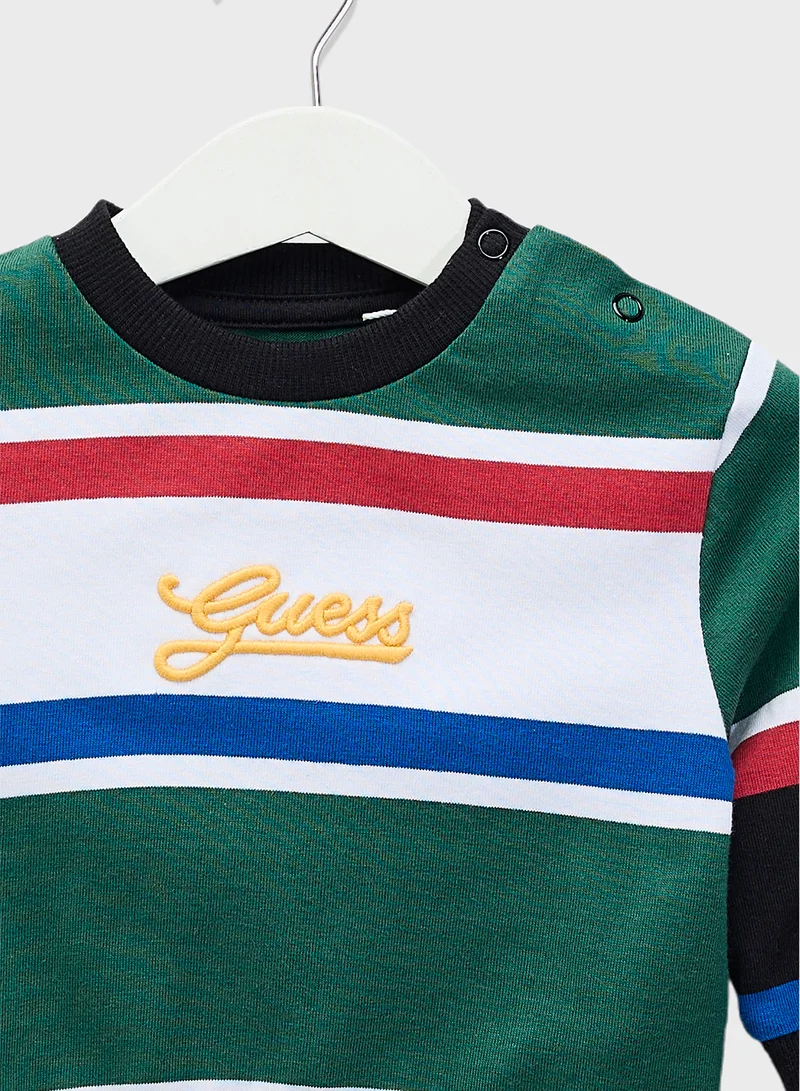 GUESS Stripe Crew Neck Active Sweatshirt