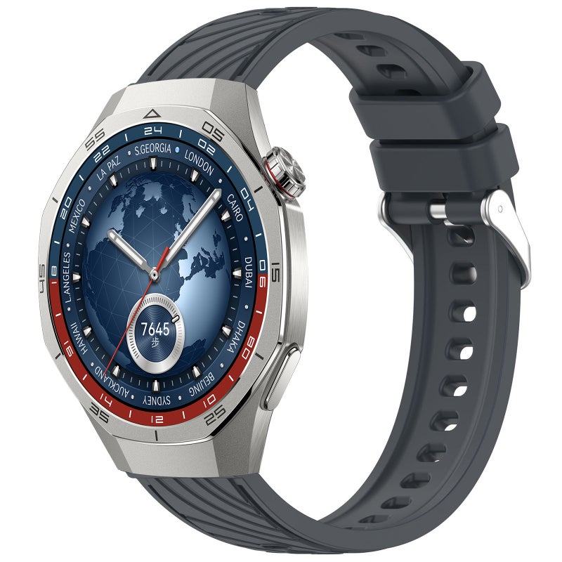 For Huawei Watch Gt 5 Pro 46Mm Line Texture Quick Release Silicone Watch Band(Platinum Steel Grey) - Image 1