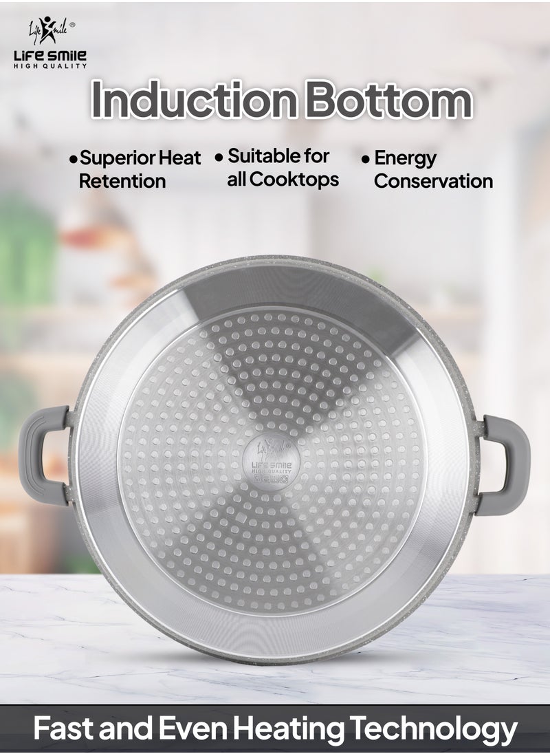 24cm (2.1 Liter) LIFE SMILE Shallow Pot - Multi Layer Non Stick Granite Coating 100% PFOA Free - Glass Lid With Silicone Rim - Detachable Silicone Handles - Oven Safe Frying Pan - pzsku/Z15C0ADCF8AC465DD3A88Z/45/_/1729239364/ae6442ca-89b9-47de-89b9-1abf865c52e2