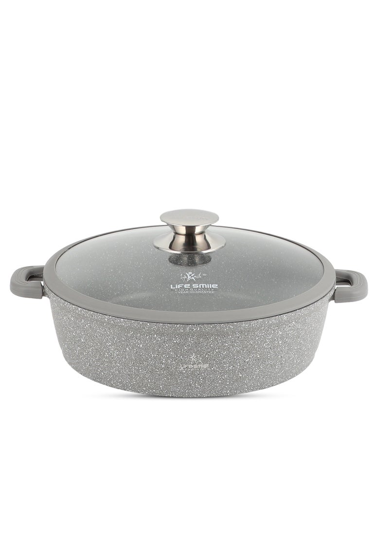 24cm (2.1 Liter) LIFE SMILE Shallow Pot - Multi Layer Non Stick Granite Coating 100% PFOA Free - Glass Lid With Silicone Rim - Detachable Silicone Handles - Oven Safe Frying Pan - pzsku/Z15C0ADCF8AC465DD3A88Z/45/_/1739789207/e384c8a4-2955-4c66-a65b-1f415833cc6f