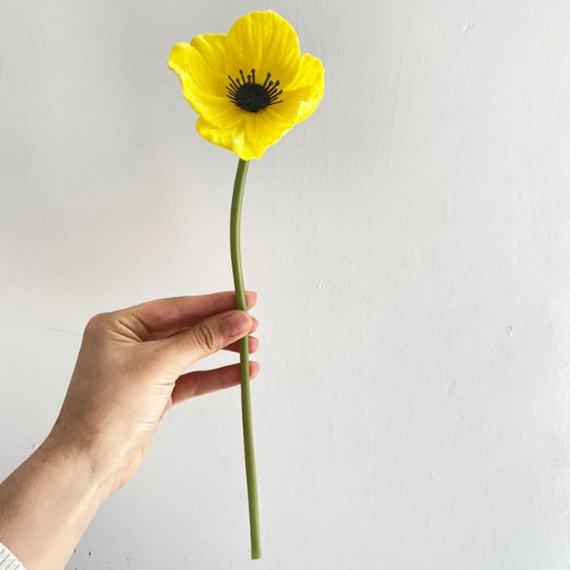OUKEYI Artificial Flowers False Poppy Flowers,10 pcs Artificial Poppy Silk Fake Flowers,No Fade PU Fake Latex Flowers for Kitchen Table Centerpiece Wedding Holiday Bridal Bouquet Home Party Decor (yellow) - Image 2