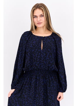 GANT Women Allover Print Midi Dress, Navy  - Image 2