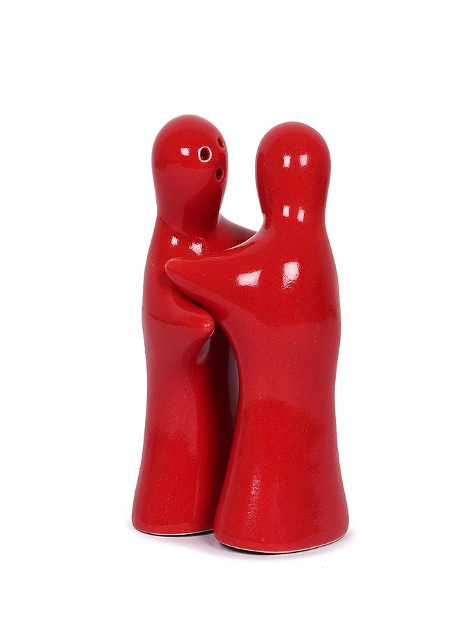 Qimacplus Salt and Pepper Seasoning and Spice Shakers Cute, Novelty, Modern and Vintage Hug Design Couple Set for Retro Farmhouse Home Decorative Dispenser for Kitchen Red - Image 1
