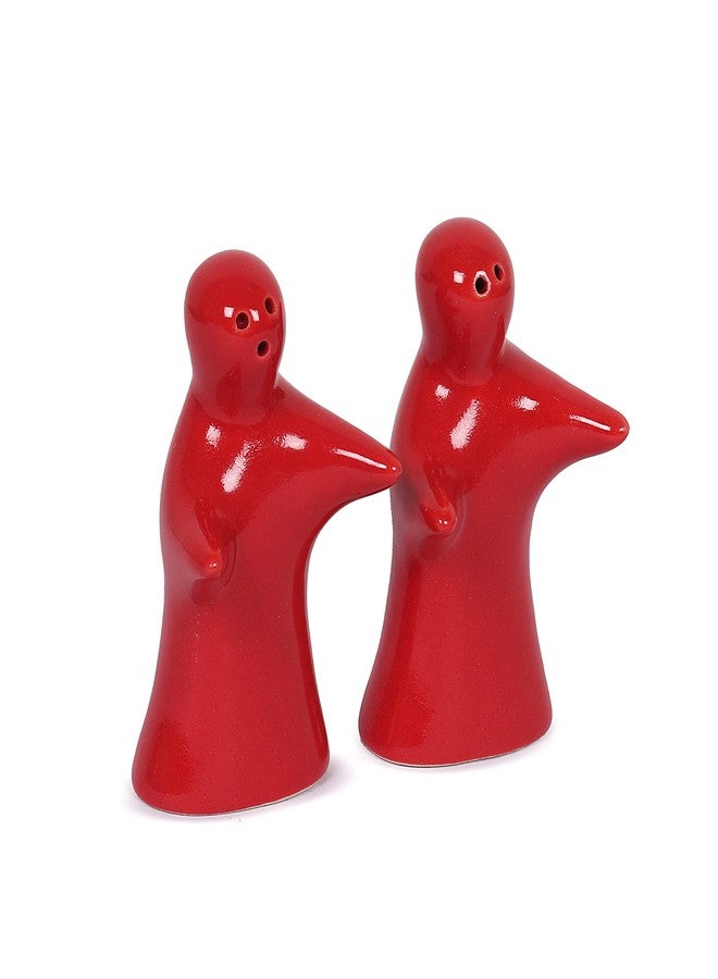 Qimacplus Salt and Pepper Seasoning and Spice Shakers Cute, Novelty, Modern and Vintage Hug Design Couple Set for Retro Farmhouse Home Decorative Dispenser for Kitchen Red - Image 2