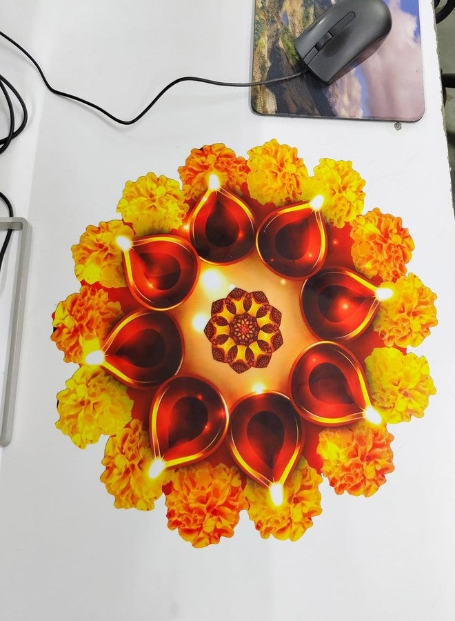 Decor1ders Self Adhesive Rangoli Stickers for Door Entrance Size (40x40) Cm Rangoli Stickers for Pooja | Diwali Decoration Items for Home & Office Decoration | Genda Design 3D Vinyl Rangoli Sticker - Image 3