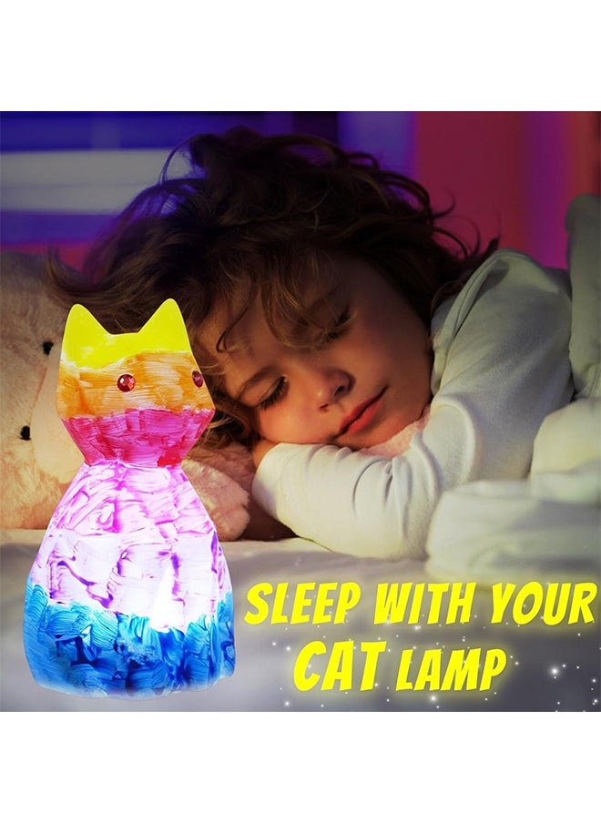 yumee DIY Cat Night Light Kit - Paint Your Own LED Cat Lamp, Arts & Crafts Gift for Kids Ages 8-12, Creative Room Decor & Birthday Present (Complete Painting Set)  - Image 5