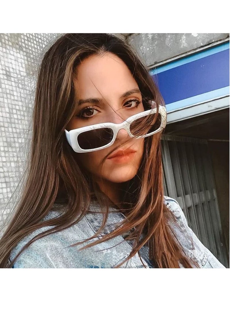 Suntown Small Square Sunglasses Protection Glasse, Retro Rectangle Sunglasses Women and Men Vintage, Vintage Driving Glasses 90¬°¬Øs Fashion Narrow Square Frame UV400 Protection - Image 1