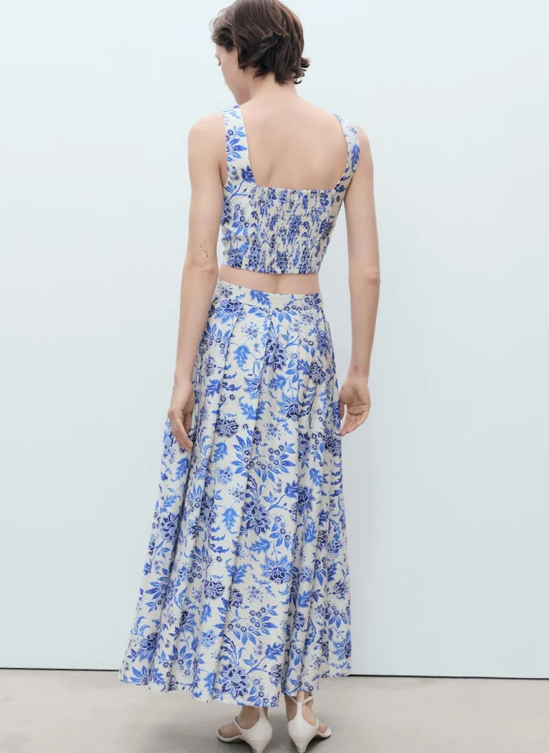 مانجو Long Floral Flared Skirt