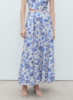 MANGO Long Floral Flared Skirt  - Image 1