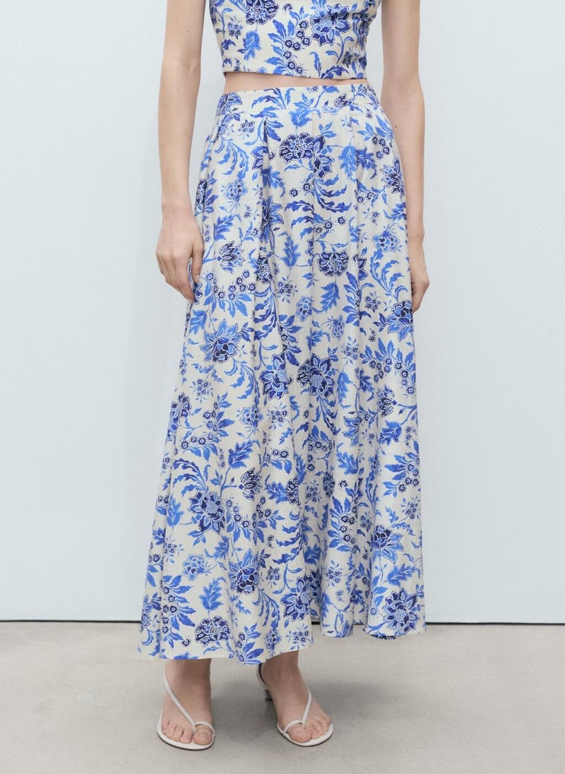 MANGO Long Floral Flared Skirt  - Image 1