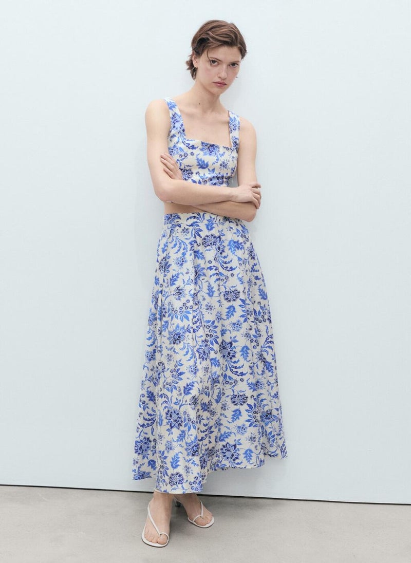 MANGO Long Floral Flared Skirt  - Image 5